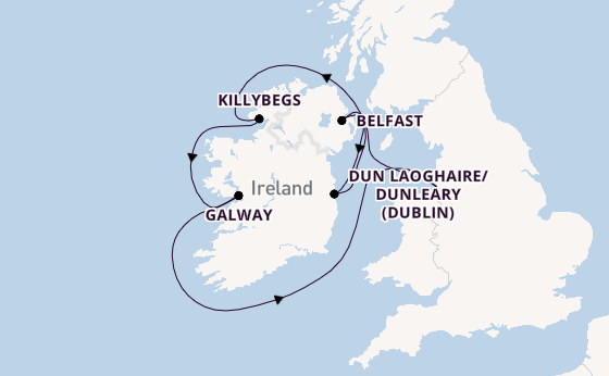 British Isles from Liverpool, England with the Bolette