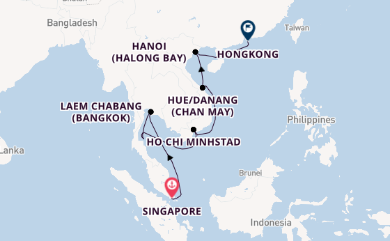Zuidoost-Azië vanaf Singapore, Singapore met de Azamara Quest