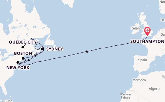 Transatlantic from Southampton, England with the Queen Mary 2