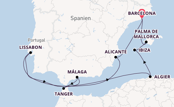 Mittelmeer ab Barcelona, Spanien auf der EXPLORA I