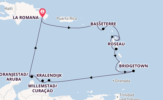 Südliche Karibik ab La Romana, Dominikanische Republik auf AIDAbella