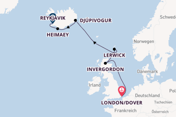 Spannende Reise ab London/Dover