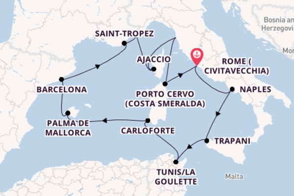 Western Mediterranean from Rome (Civitavecchia), Italy with the EXPLORA II