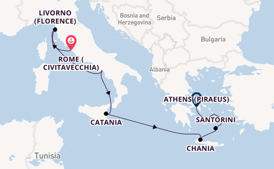 Mediterranean Sea from Rome (Civitavecchia), Italy with the Scarlet Lady