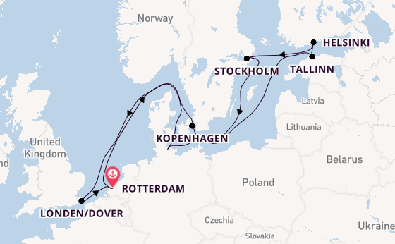 Engeland vanaf Rotterdam, Nederland met de Nieuw Statendam