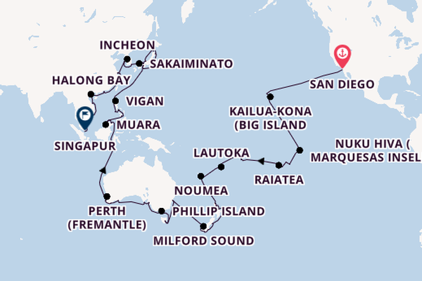 Transpazifik ab San Diego, USA auf der Silver Whisper