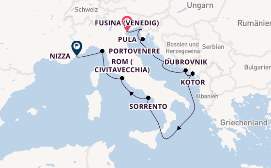 Mittelmeer ab Fusina (Venedig) auf der Azamara Onward