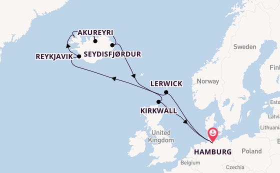 Arctica vanaf Hamburg, Duitsland met AIDAbella