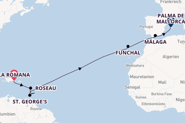 Karibik ab La Romana, Dominikanische Republik auf der Mein Schiff 1