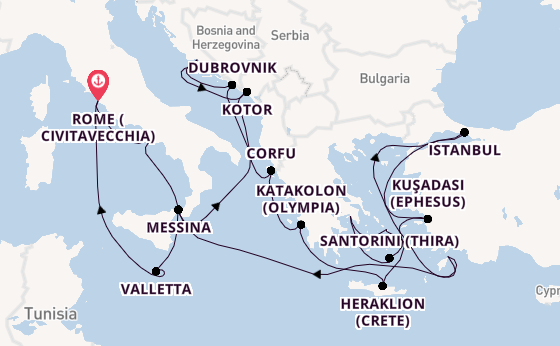 Mediterranean from Rome (Civitavecchia), Italy with the Enchanted Princess