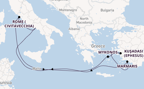 Mediterranean Sea from Naples, Italy with the MSC Divina