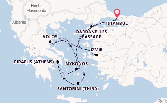 Eastern Mediterranean from Istanbul, Turkey with the Costa Fortuna
