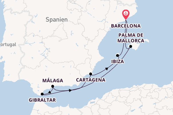 Mediterrane Schätze mit Gibraltar ab Barcelona