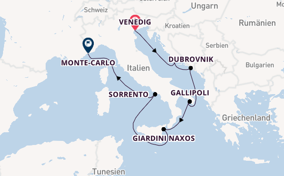 Mittelmeer ab Venedig, Italien auf der Silver Ray