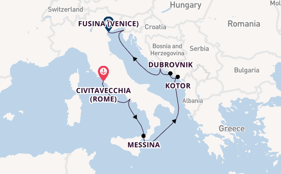 Middellandse Zee vanaf Civitavecchia (Rome), Italië met de Seven Seas Grandeur