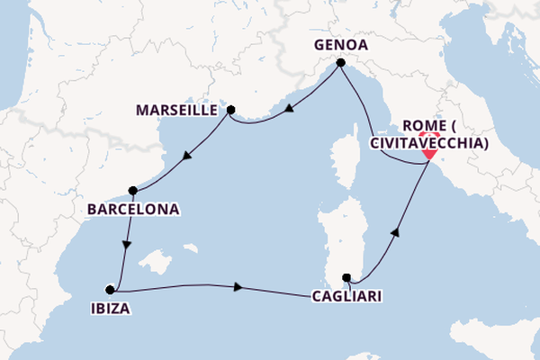 Western Mediterranean from Rome (Civitavecchia), Italy with the MSC Orchestra 