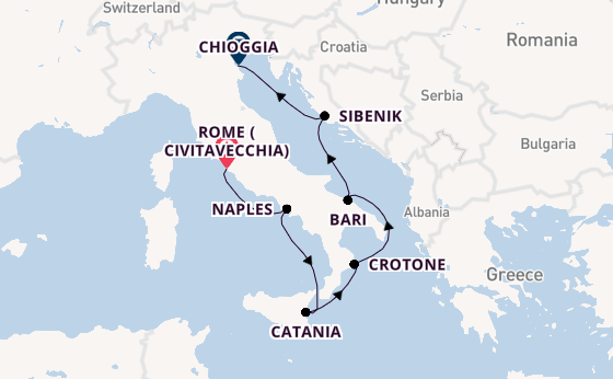 Western Mediterranean from Rome (Civitavecchia), Italy with the Viking Sky