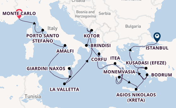 Middellandse Zee vanaf Monte Carlo, Monaco met de Seabourn Ovation