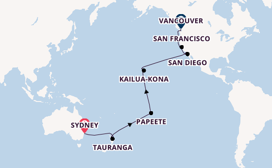 Transpacifisch vanaf Sydney, Australië met de Royal Princess