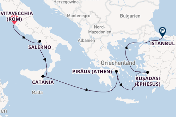 Mittelmeer ab Civitavecchia (Rom), Italien auf der Norwegian Viva