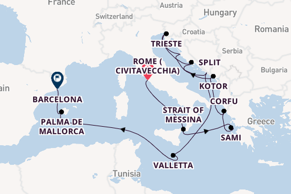 Mediterranean Sea from Rome (Civitavecchia), Italy with the Queen Victoria