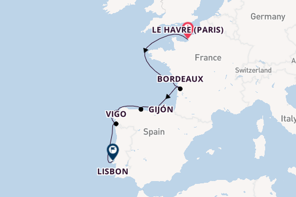 Portugal from Le Havre (Paris), France with the Sonata (Oceania)