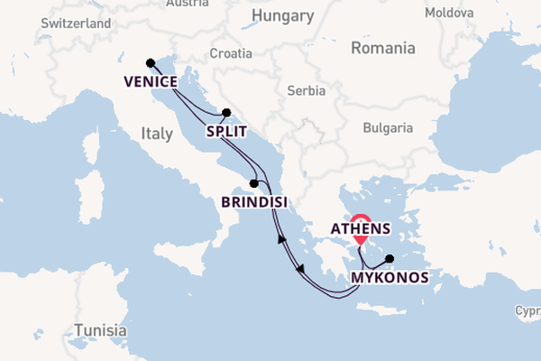 Mykonos, Croatia & Venice From Athens With Stay