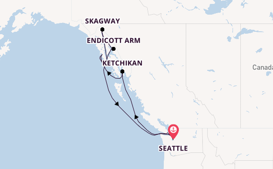 Alaska vanaf Seattle, Verenigde Staten met de Carnival Miracle