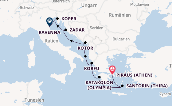 Östliches Mittelmeer ab Piräus (Athen), Griechenland auf der Norwegian Pearl