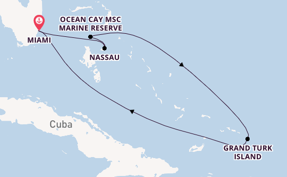 Caribbean from Miami, Florida, USA with the MSC Meraviglia