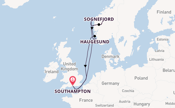 Norway from Southampton, England with the Queen Anne