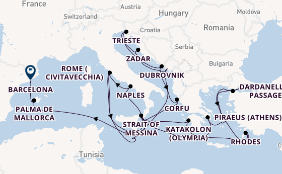 Mediterranean from Rome (Civitavecchia), Italy with the Queen Elizabeth