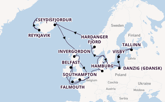 British Isles from Copenhagen, Denmark with the Regal Princess