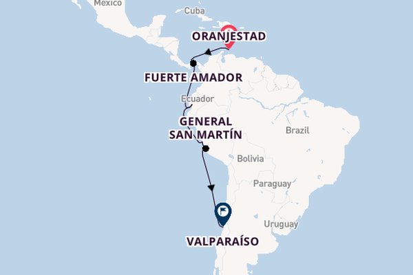 Zuid-Amerika vanaf Oranjestad, Aruba, Nederlandse Antillen met de Seabourn Pursuit