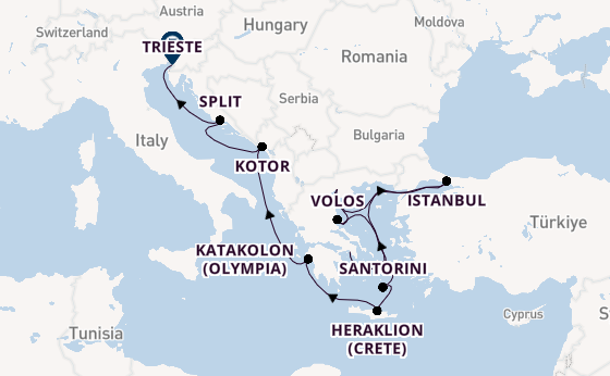 Eastern Mediterranean from Athens (Piraeus), Greece with the Seven Seas Voyager