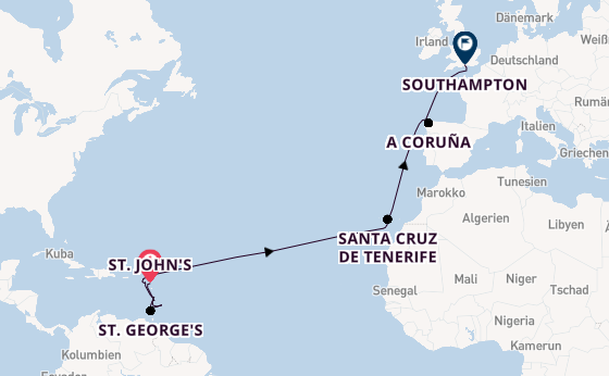 Karibik ab St. John's, Antigua und Barbuda auf der Arvia