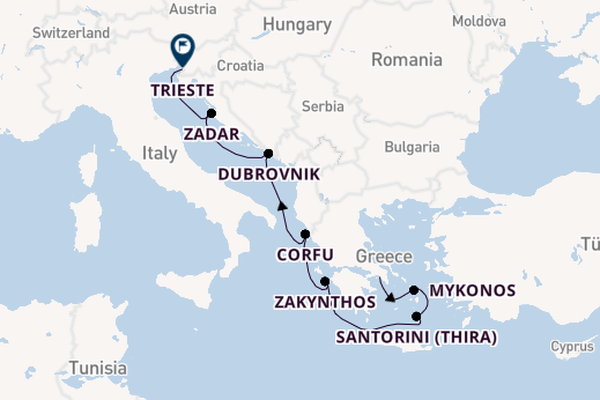 Eastern Mediterranean from Piraeus (Athens), Greece with the Allura