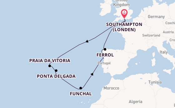 Portugal vanaf Southampton (Londen), Engeland met de Queen Victoria