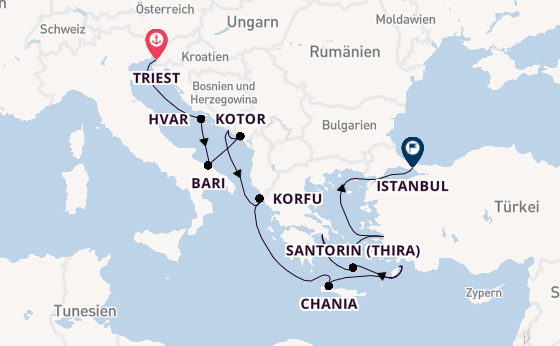 Östliches Mittelmeer ab Triest, Italien auf der Allura 