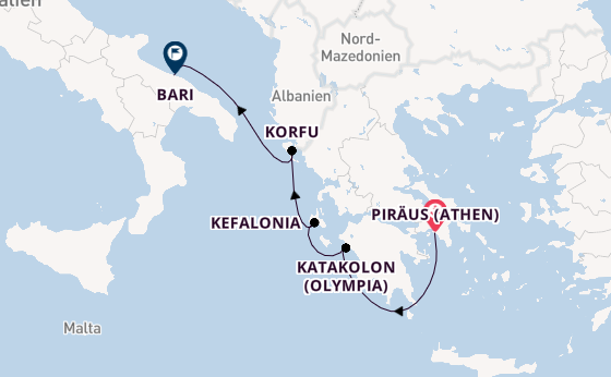 Östliches Mittelmeer ab Piräus (Athen), Griechenland auf der MSC Sinfonia