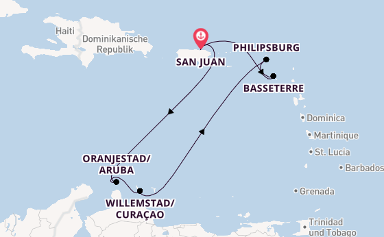 Karibik ab San Juan, Puerto Rico auf der Norwegian Viva