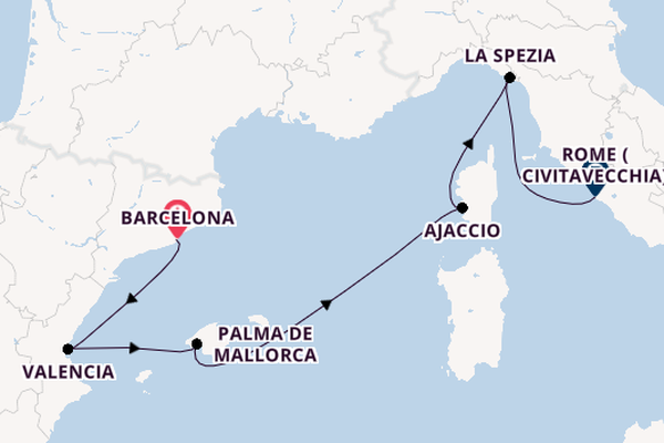 Western Mediterranean from Barcelona, Spain with the Queen Elizabeth