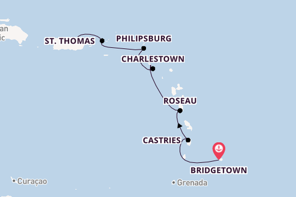 Caribbean vanaf Bridgetown, Barbados met de Azamara Quest