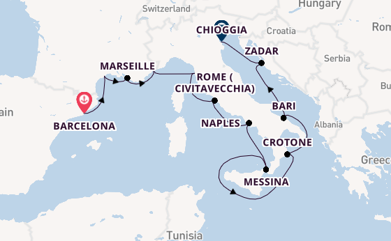 Western Mediterranean from Barcelona, Spain with the Viking Sky