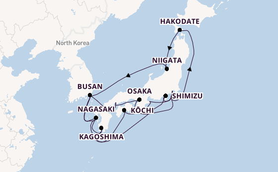 Japan vanaf Tokio, Japan met de Diamond Princess