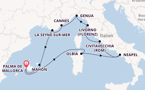 Westliches Mittelmeer ab Palma de Mallorca, Spanien auf AIDAstella