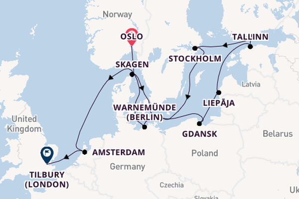 British Isles from Oslo, Norway with the Insignia