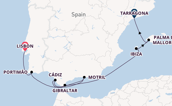 Western Mediterranean from Lisbon, Portugal with the Norwegian Dawn