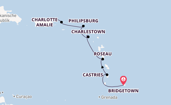 Karibik ab Bridgetown, Barbados auf der Azamara Quest