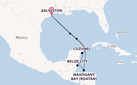 Western Caribbean from Galveston, Texas, USA with the Carnival Dream